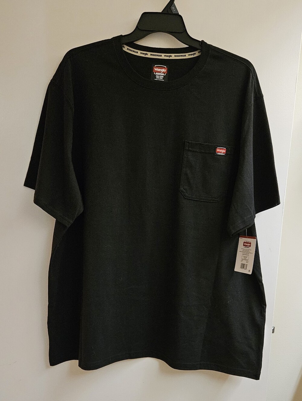 NWT Wrangler Workwear Men's Black Pocket T-Shirt, Plus Size 3XL Big 54-56